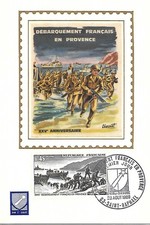 CARTE PHILATELIQUE - 25e ANNIVERSAIRE DU DEBARQUEMENT FRANCAIS EN PROVENCE