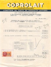 FACTURE  1959 COMPTOIR DE VENTE DE PRODUITS LAITIERS CORPOLAIT A CLERMONT FER