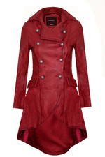 Manteau cuir rouge - cuir,