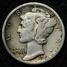 1919-D Mercury Silver Dime XF