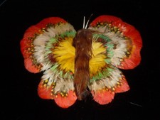 PAPILLON EN PLUME ACCESSOIRE POUR CHAPEAU MANTEAU HAUTE COUTURE EPOQUE 1920/30