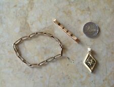 LOT DE BIJOUX PLAQUE OR HOMME EN TRES BON ETAT / GOURMETTE / PENDENTIF..