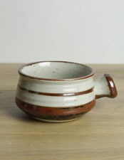 Sublime poellon en terre cuite marron et gris déco de table naturel grès vintage