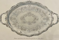 Orfèvrerie argentée CHRISTOFLE - Plateau ovale, XIXe - Lithographie