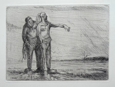 Jean DONNAY Très belle gravure originale de 1930 paysans champs goût Laboureur