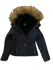 Parka Zara bleu Marine XS Fourrure État Neuf