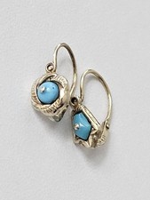 Boucles D'oreilles Dormeuse En Or 333 Et Turquoise Elles Sont Déférente