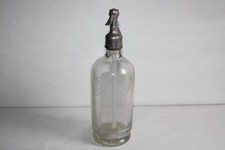 Ancien siphon en verre gravé