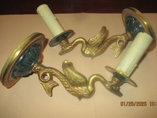 PAIRE D' APPLIQUES  CYGNES