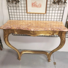 CONSOLE Murale Bois Dore & MARBRE Bois Mobilier Debut XXe 39MAG 27/08