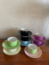 Service à thé à café en porcelaine de Limoges colorés vintage