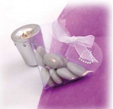 5 Boites 6,5cm Coeur Transparent à dragées Décoration Mariage Baptême Fête NEUF