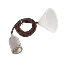 Design Set Lampe - Câble Textile Braun Avec Version Béton E27 Et Blanc Baldaquin