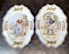 Grande paire de plat Henriot quimper 39,5 x 28 cm AP197