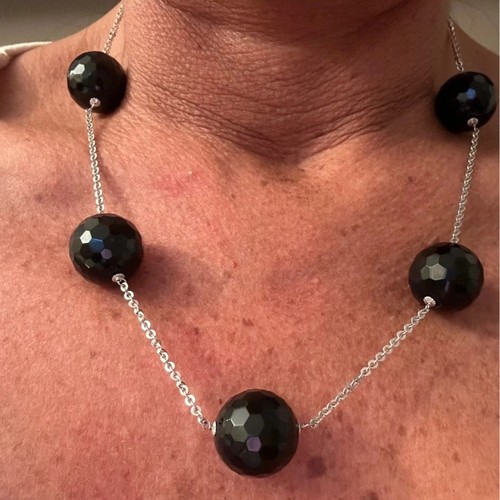 Collier 18k obsidienne - ,