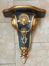 GRANDE console applique vintage étagere mural doré LAMPE STATUE SCULPTURE VASE 
