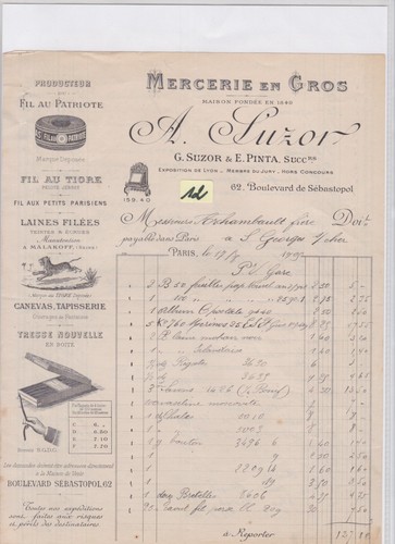 Facture fabrique mercerie - facture,