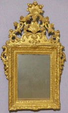 Miroir à Fronton En Bois Sculpté Et Doré à La Feuille époque Louis XIV, XVIII èm