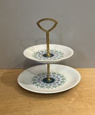 Serviteur Muet Présentoir à gâteaux En Porcelaine Du Berry Décor Fleurs Vintage
