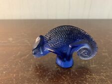 Caméléon  bleu foncé en cristal Lalique