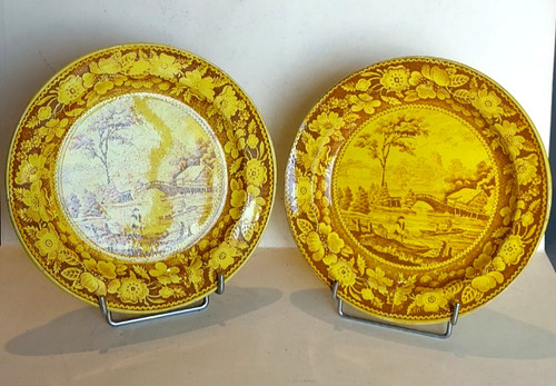 Paire assiette fond jaune - paire, d