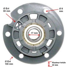 084-1754 Palier roulement lave linge WHIRLPOOL LADEN D=17 mm