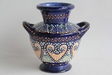 Vase faïence décor émaillé perlé HB Quimper F250 D708 PK (65435)