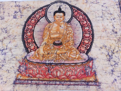 Bouddha tenture ancienne coton - bouddha,
