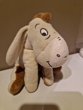 DOUDOU PELUCHE ANE BOURRIQUET DISNEY NICOTOY 18 cm ASSIS MARRON BEIGE etat neuf