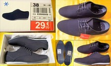 Neufs. Derbies en Toile Femme. T38.  "La Halle". Bleu. Jamais portés.