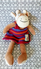 Doudou peluche vache robe rayée la grande famille Moulin Roty 28 cm