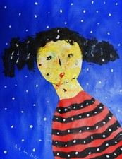 Art brut,singulier,neo expressionnisme sur papier 65x50cm