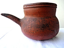 Pot graisse, Caquelon, terre cuite vernissée, 18-19ème. Poignée. Etat rare. VOIR