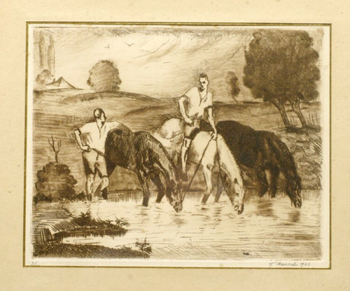Eau forte 1923 - signée, f