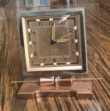 PENDULETTE REVEIL JAPY années 1970 4 jevels cuivre rouge et plexiglas