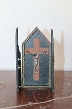 Triptyque de voyage crucifix Objet religieux ancien coffre 