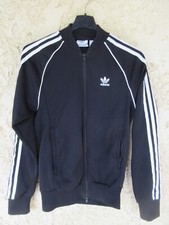 Veste ADIDAS rétro vintage jacket noir blanc jacke sport trefoil XS