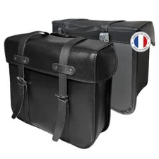 paire de sacoches tradi SPORFABRIC  mobylette vélo solex vintage noire lanière