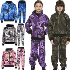 Enfants Survêtement Garçon Fille Designer Camouflage Jogging Haut de Bas 5-13 An