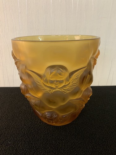 Vase angelots ambre cristal - vase, en