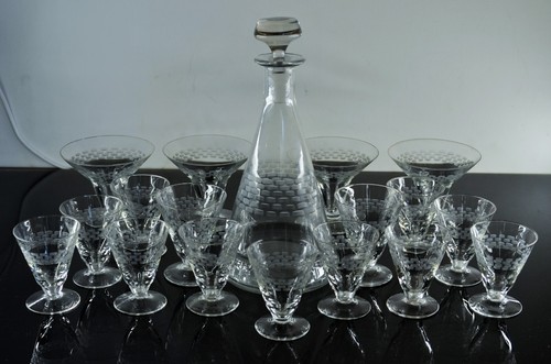 Anciennes carafe verres en - et,