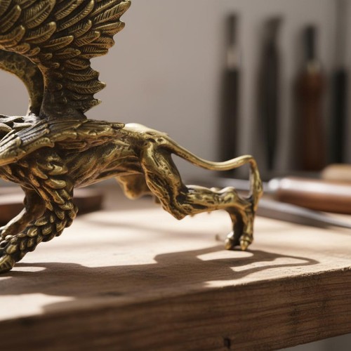 Statuette griffon laiton - statuette,