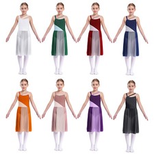 Robe justaucorps de ballet sans manches strass enfant fille danse lyrique modern