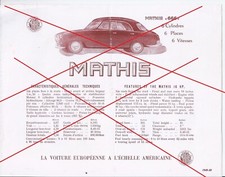 Brochure Mathis 666 1949 1950