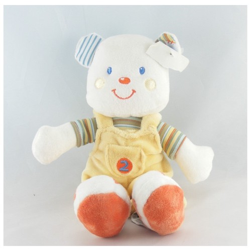 Doudou ours blanc salopette