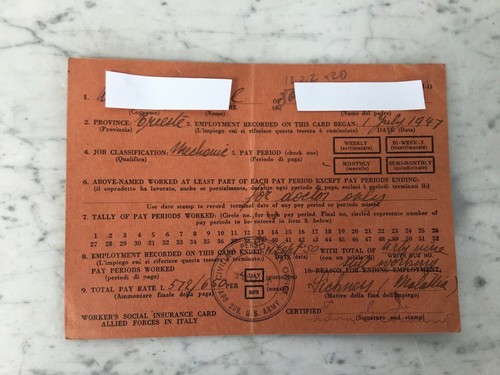 Ancienne carte travail - ancienne,