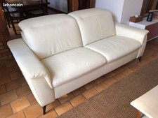 canapé en cuir  beige MOBILIER DE FRANCE haut de gamme  état neuf  202 cm 