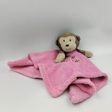 Doudou plat singe marron rose