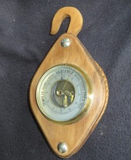 DECO DE MARINE  -  BAROMETRE ANCIEN  " POULIE DE MARINE "