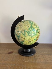 Ancien Globe Terrestre / Mappemonde en Bois - Style Vintage - H32cm environ